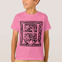 Letter H Medieval Monogram Vintage Initial T-Shirt | Zazzle