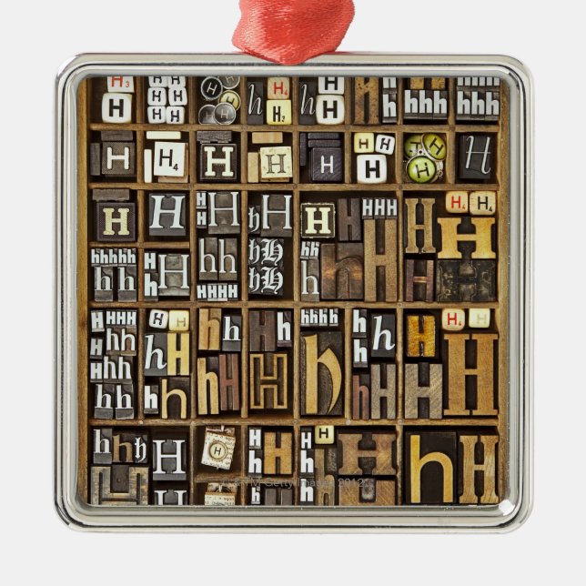 Letter H Metal Ornament (Front)