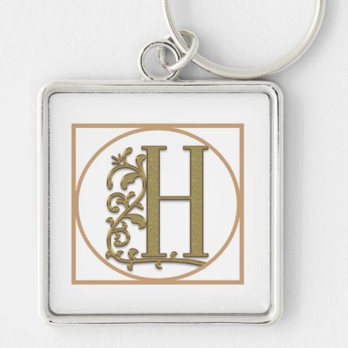 LETTER H MONOGRAM Beautiful Wedding New Home Gift Keychain