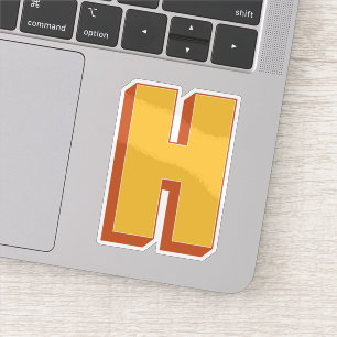 Letter H Monogram, Bold 3D Type Font Initial Sticker