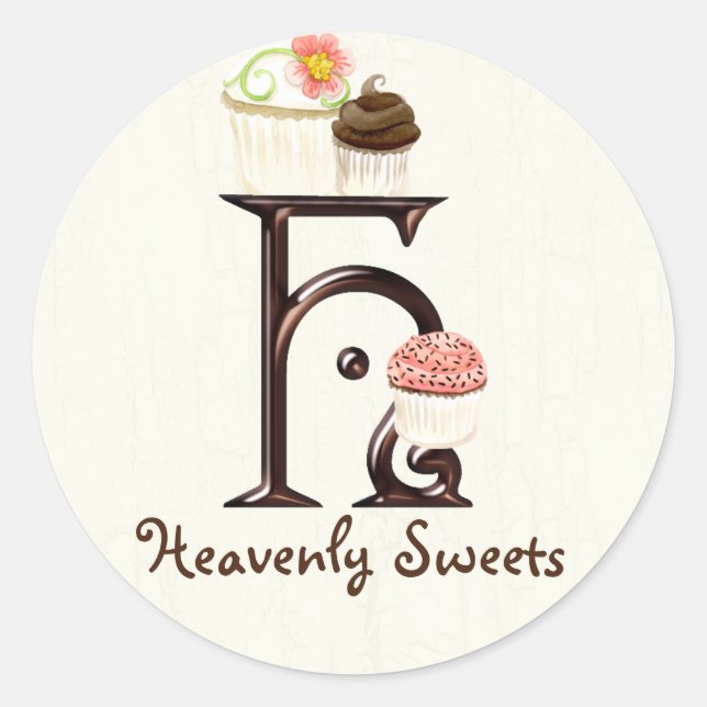 Letter H Monogram Cupcake Logo Business Stickers (Front)