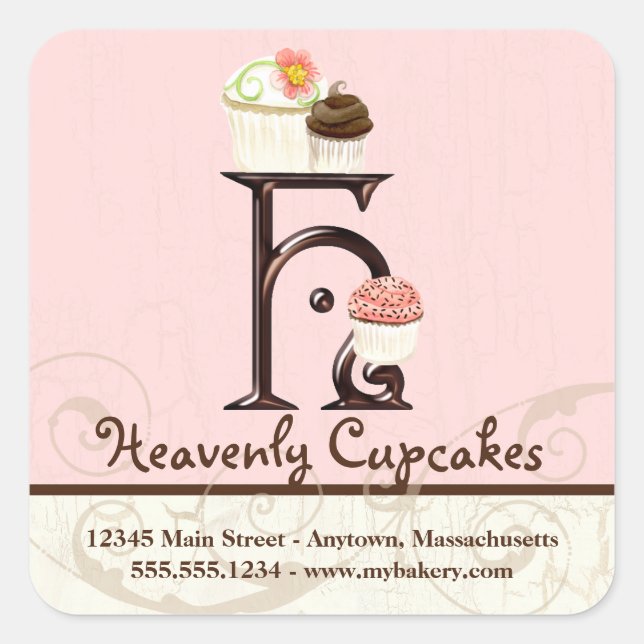Letter H Monogram Cupcake Logo Business Stickers (Front)