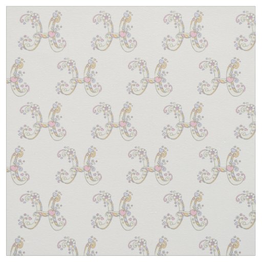 Letter H monogram decorative text custom fabric