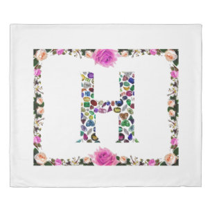Letter H Monogram Duvet Cover