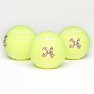 Letter H monogram girls personalized doodle art Tennis Balls