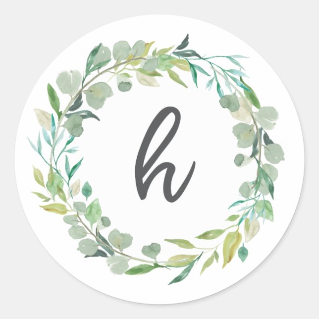Letter H Monogram Initial Sticker Envelope Seal (Front)