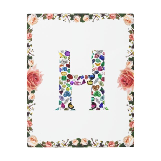 Letter H Monogram Metal Print (Front)