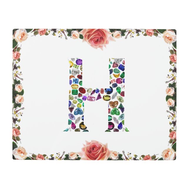 Letter H Monogram Metal Print (Front)
