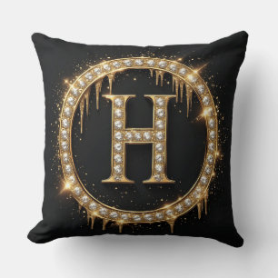 Letter H Monogram Personal Initial Gift Throw Pillow
