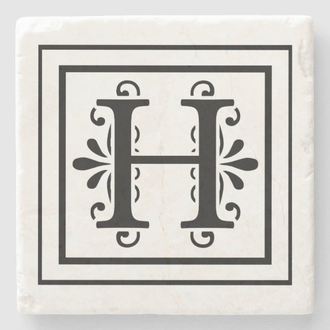 Letter H Monogram Stone Coasters (Front)