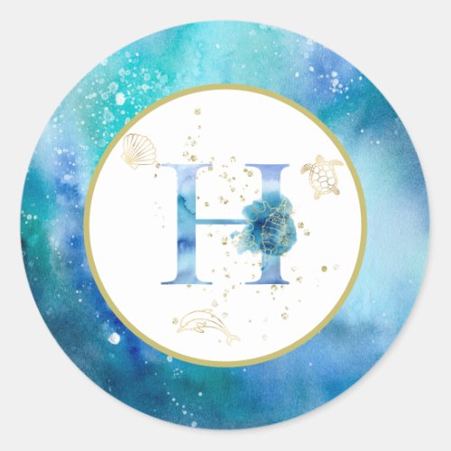   LETTER H _  Nautical Beach Envelope  Sticker