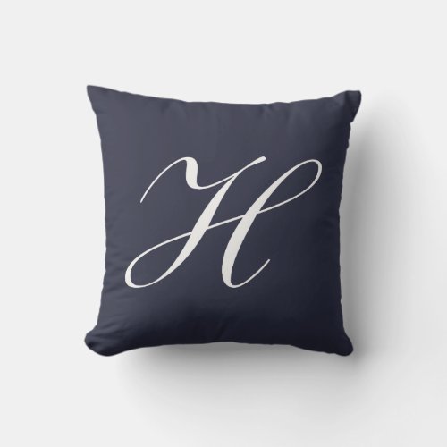 Letter H Navy Blue Monogram Pillow
