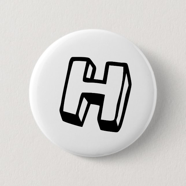 Letter H Pinback Button (Front)