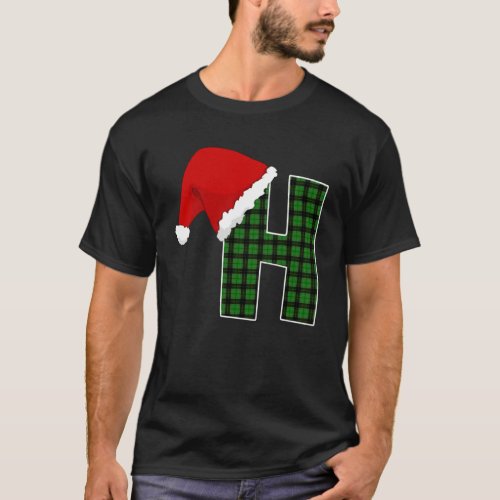 Letter H Santa Hat Monogram T_Shirt