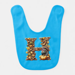 Letter H Thanksgiving gift style  Baby Bib