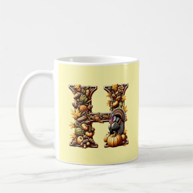Letter H Thanksgiving gift style  Coffee Mug (Left)