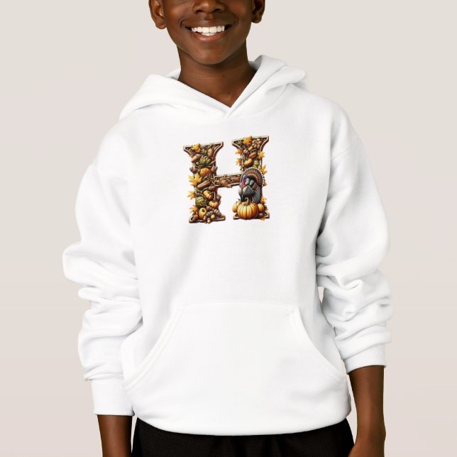 Letter H Thanksgiving gift style  Hoodie (Front)