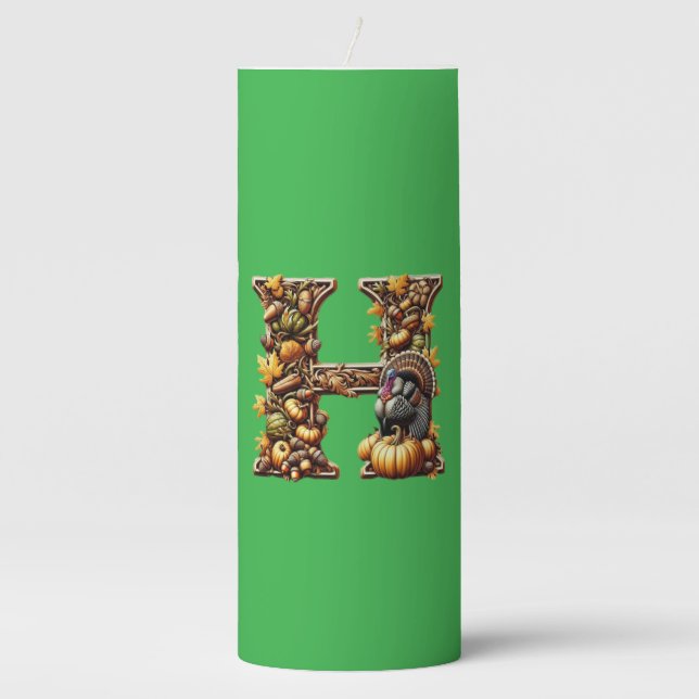 Letter H Thanksgiving gift style  Pillar Candle (Front)