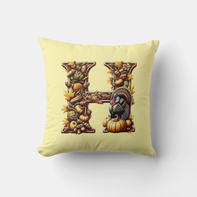Letter H Thanksgiving gift style  Throw Pillow (Front)