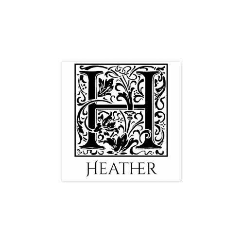 Letter H Vintage First Letter Personalized Rubber Stamp