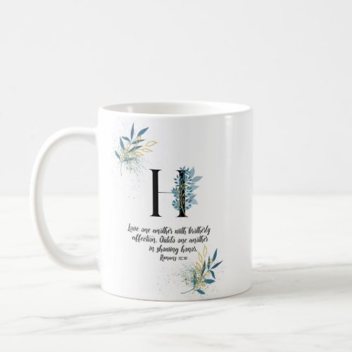 Letter H watercolor bible quote mug