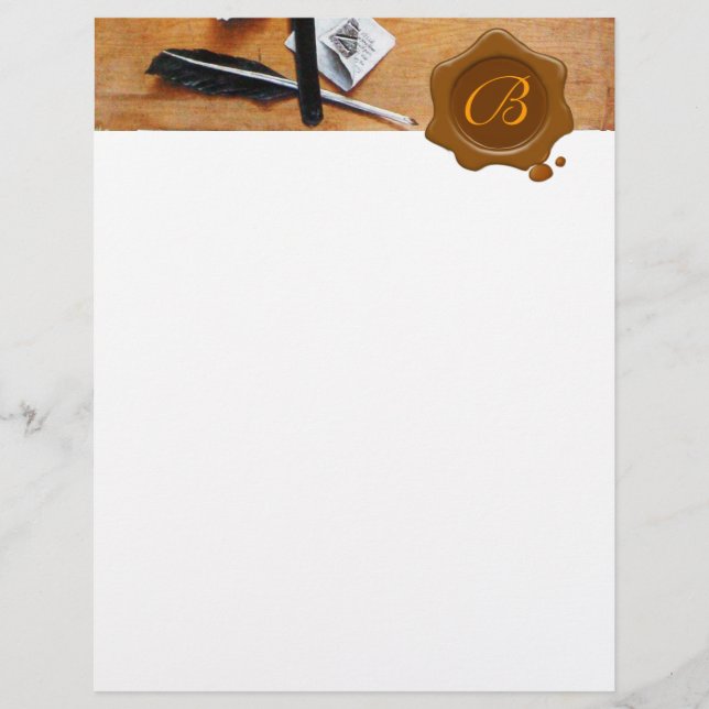 LETTER HOLDER IN WOOD BROWN WAX SEAL MONOGRAM (Front)