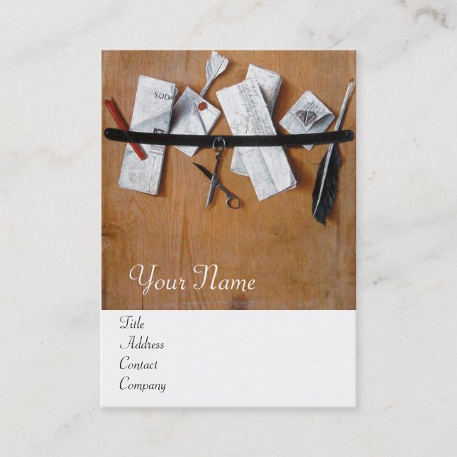 LETTER HOLDER IN WOOD MONOGRAM Brown White Business Card (Front)