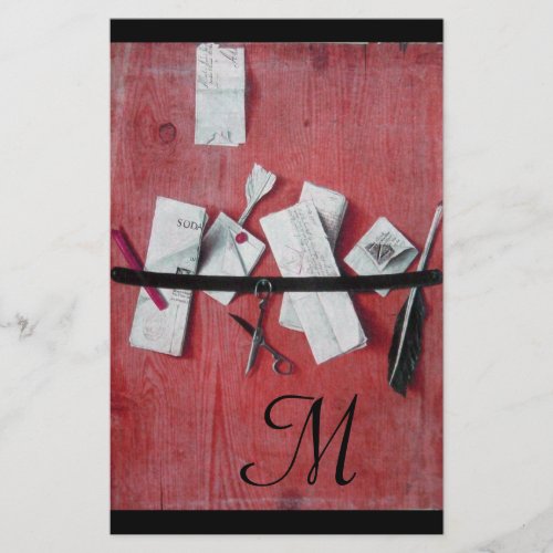 LETTER HOLDER IN WOOD MONOGRAM red black white Stationery