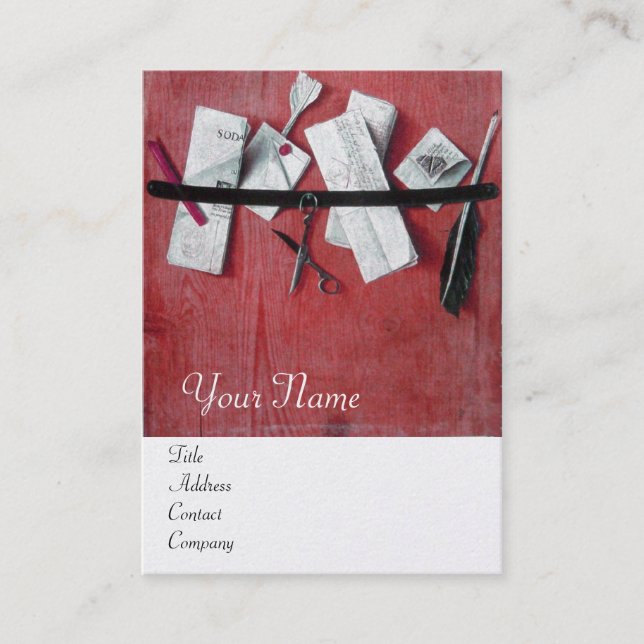 LETTER HOLDER IN WOOD MONOGRAM red platinum silver Business Card (Front)