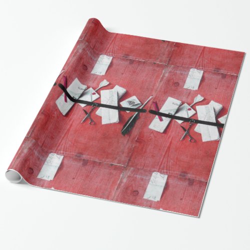 LETTER HOLDER IN WOOD Red Black White Wrapping Paper
