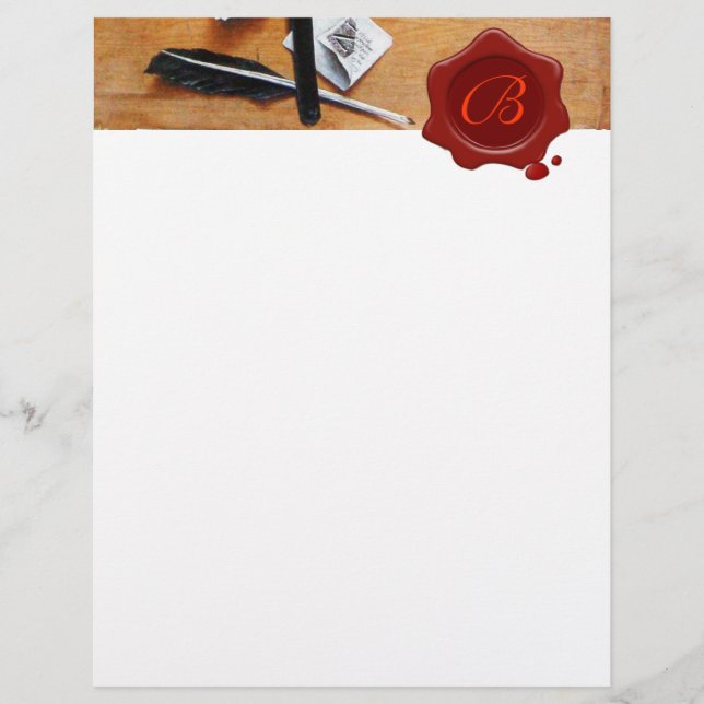 LETTER HOLDER IN WOOD RED WAX SEAL MONOGRAM brown (Front)