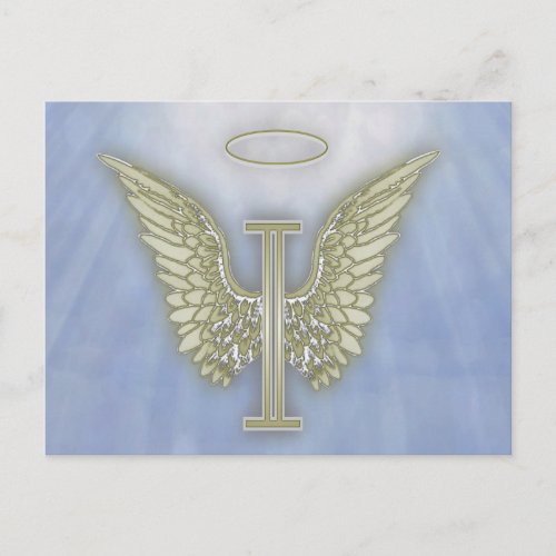 Letter I Angel Monogram Postcard