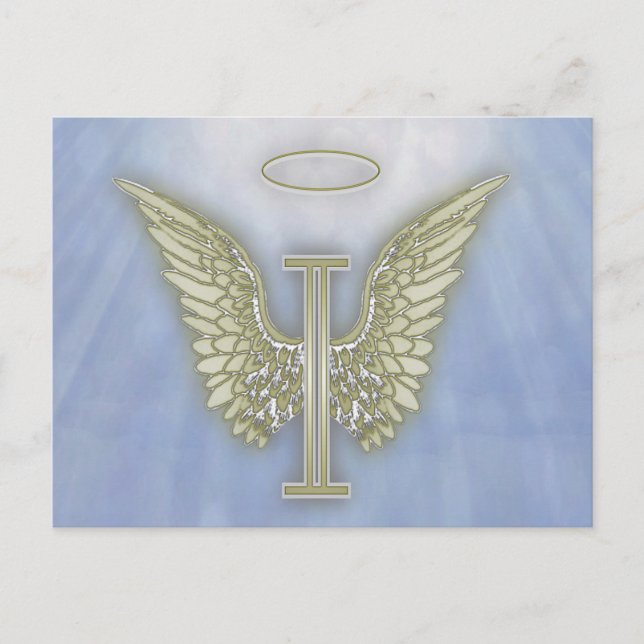 Letter I Angel Monogram Postcard (Front)