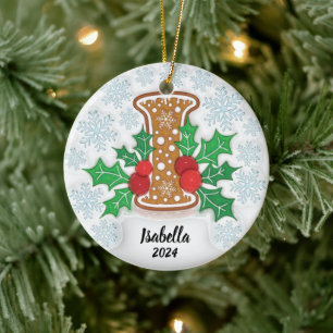 Letter I Custom Name Christmas Ceramic Ornament