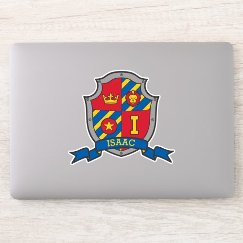 Letter I custom name Isaac lion knights crest Sticker