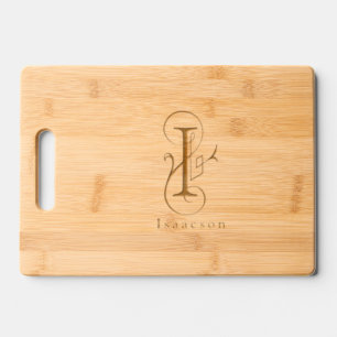Letter I Elegant Monogram Personalized Name Engraved Cutting Board