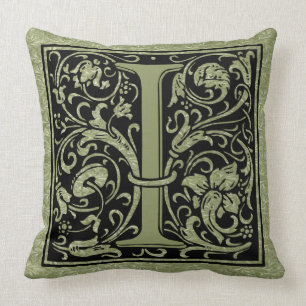 Letter I First Letter Monogram Throw Pillow