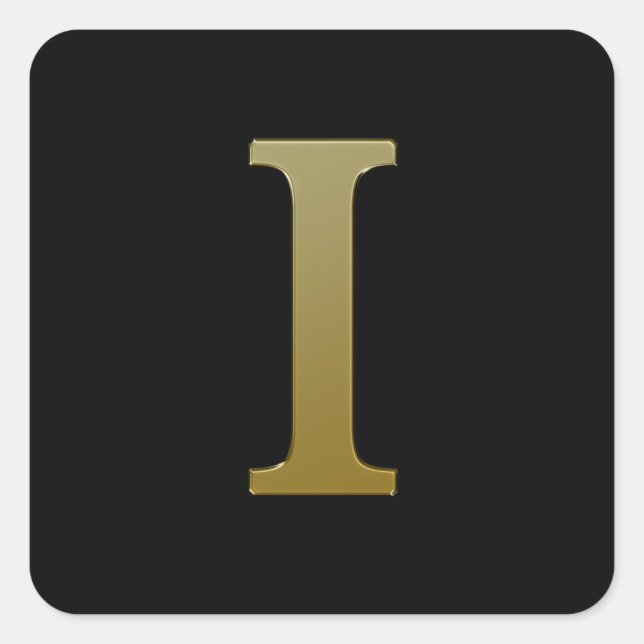 Letter I Gold Square Sticker (Front)
