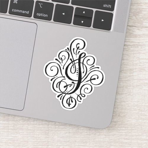 Letter I Initial Elegant Flourish Monogram Sticker