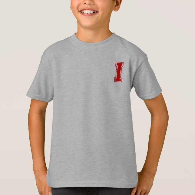 Letter I - Initial Name Alphabet Monogram T-Shirt (Front)