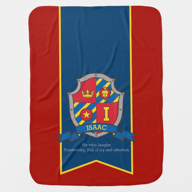Letter I Isaac custom crest name meaning blanket (Front)