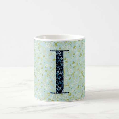 Letter I light green and blue liberty Coffee Mug