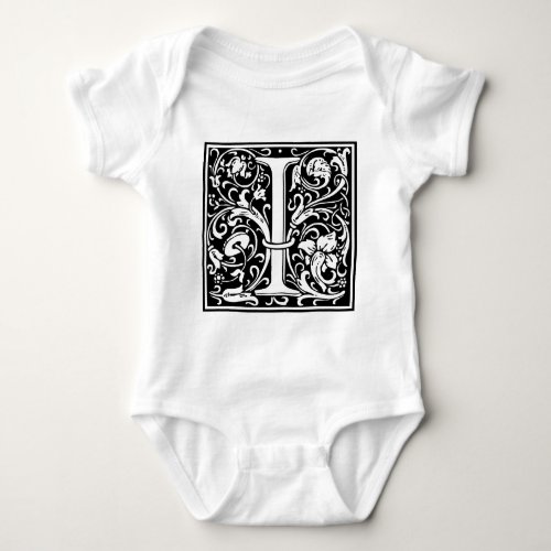 Letter I Medieval Monogram Art Nouveau Baby Bodysuit