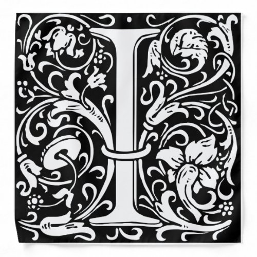 Letter I Medieval Monogram Art Nouveau Bandana