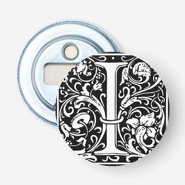 Letter I Medieval Monogram Art Nouveau Bottle Opener (Front)