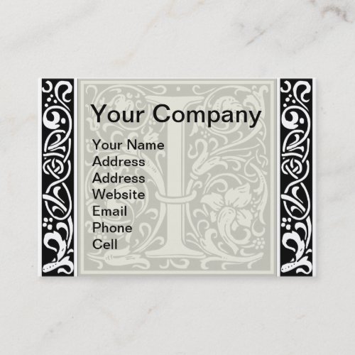 Letter I Medieval Monogram Art Nouveau Business Card