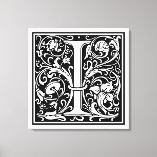 Letter I Medieval Monogram Art Nouveau Canvas Print