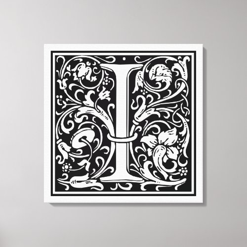 Letter I Medieval Monogram Art Nouveau Canvas Print