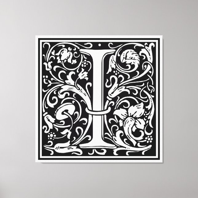 Letter I Medieval Monogram Art Nouveau Canvas Print (Front)
