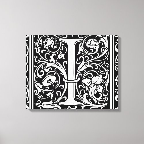 Letter I Medieval Monogram Art Nouveau Canvas Print